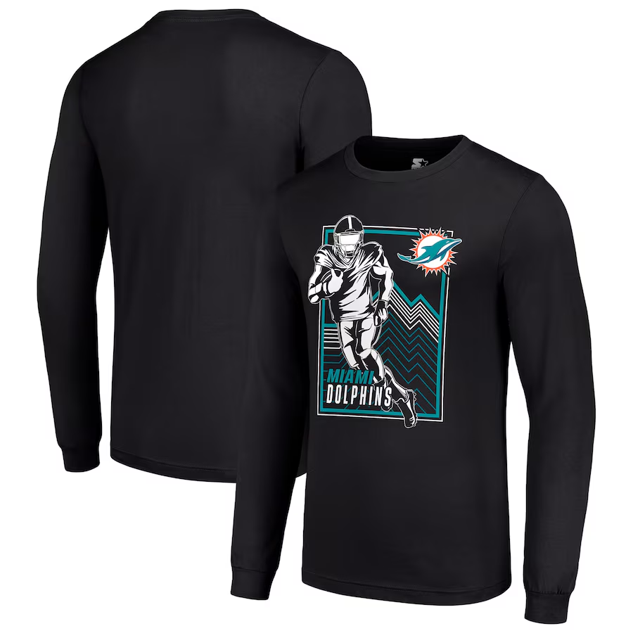 Men Miami Dolphins black 2024 NFL Long sleeve T Shirts